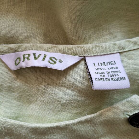 Orvis green linen cropped boxy fit top - Picture 3 of 7